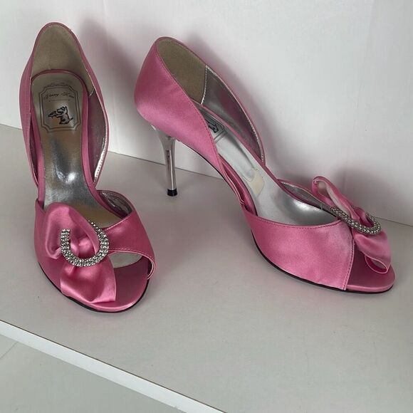 Jinny Kim Pink Satin D'Orsay Pumps 39.5 - Picture 3 of 16